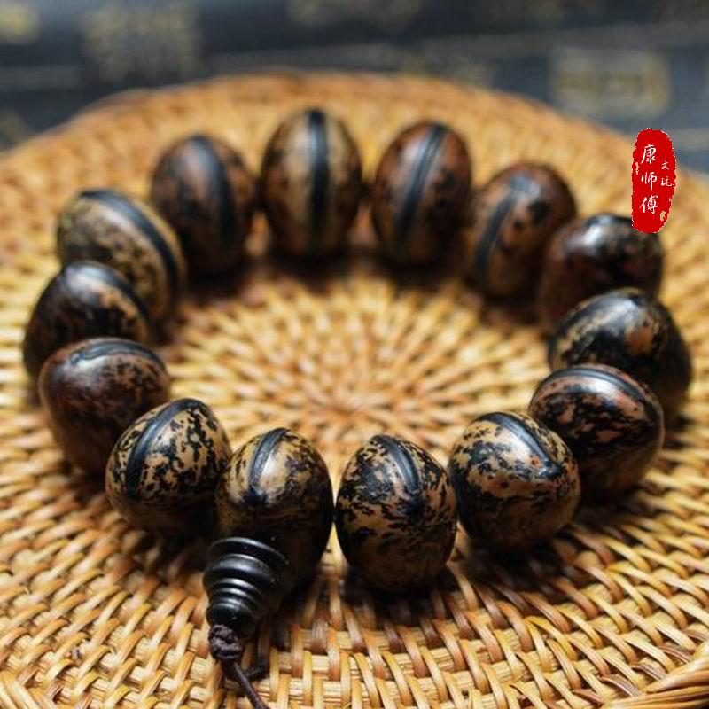 菩提手串木鱼果菩提手串佛珠紫檀把件挂/雕件橄榄核雕紫金钵盂