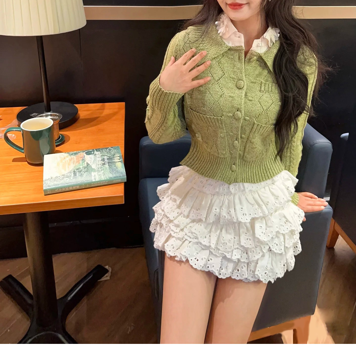 假两件清新减龄长袖针织衫上衣女