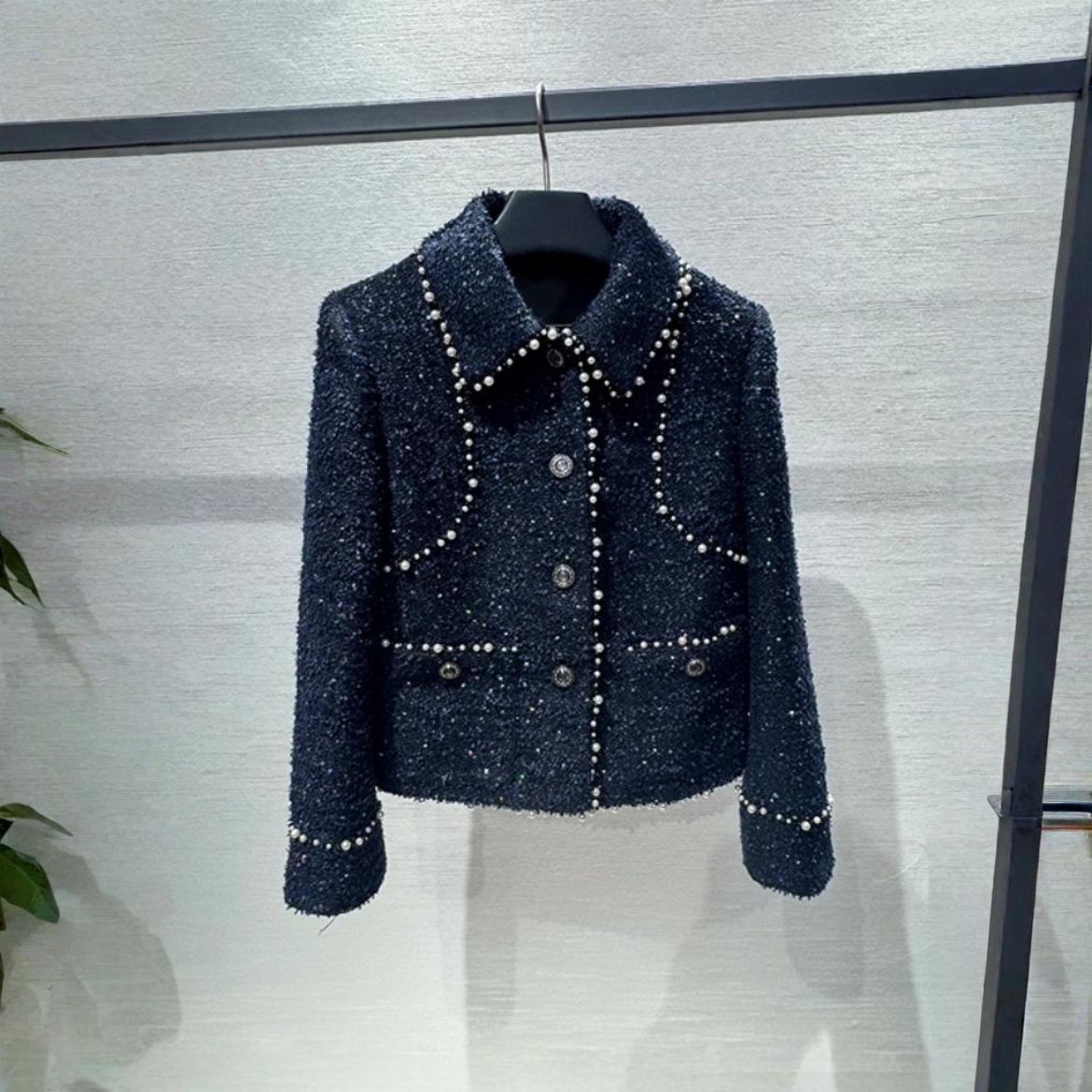 工厂店小香短款英伦风粗花呢上衣