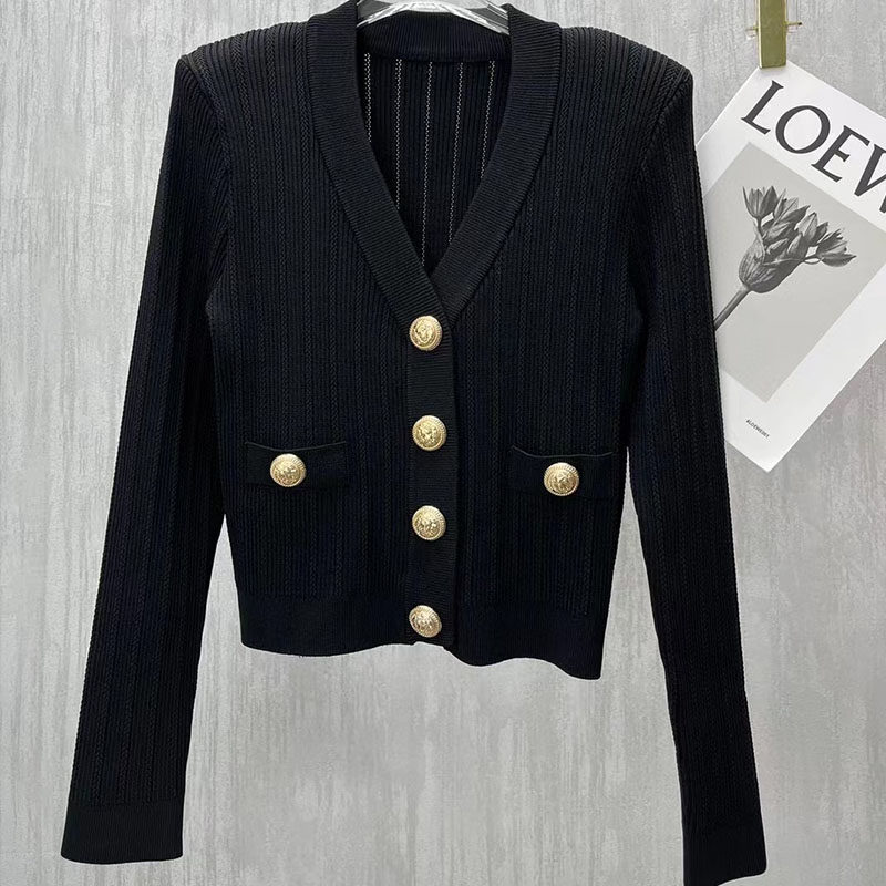 2025初夏时尚韩版气质V领冰丝针织开衫外套上衣女洋气修身显瘦潮