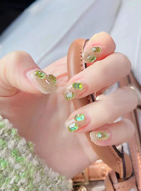 2025新款美甲饰品方糖尖方钻长方形网红爆款水晶冰透彩色糖果钻石