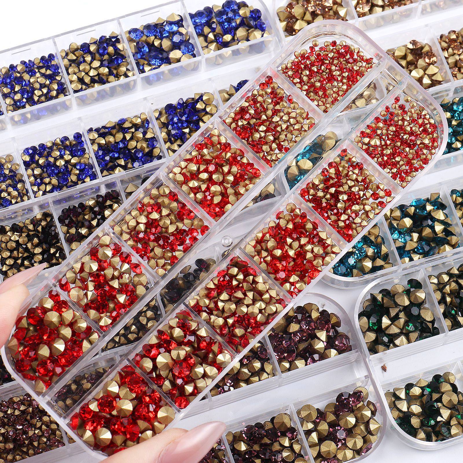 尖底钻爆闪盒装美甲饰品