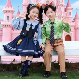 疯狂动物城兔子警官cos服狐狸尼克衬衫 儿童成人动漫角色扮演服装