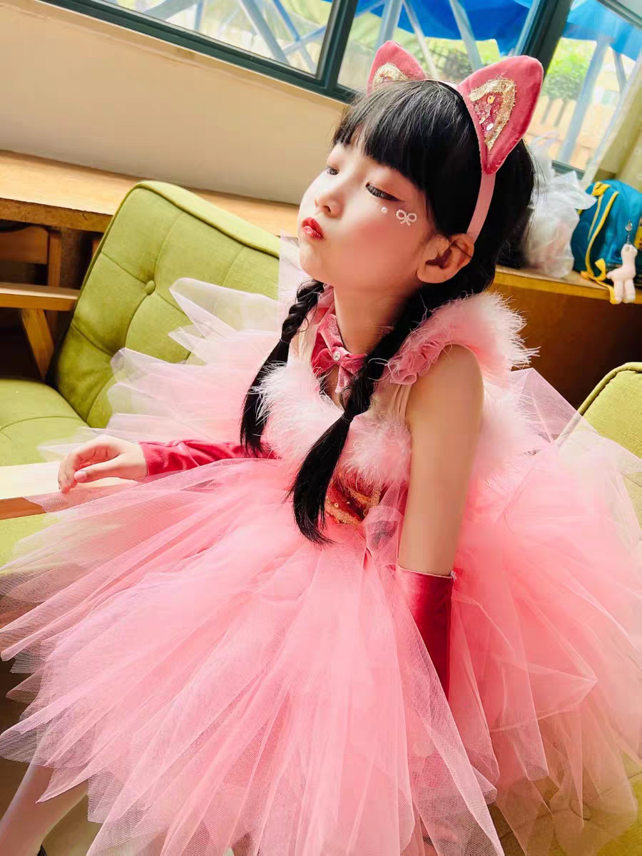 六一女童亮片蓬蓬裙舞蹈演出服儿童小猫咪小兔子表演服女孩走秀