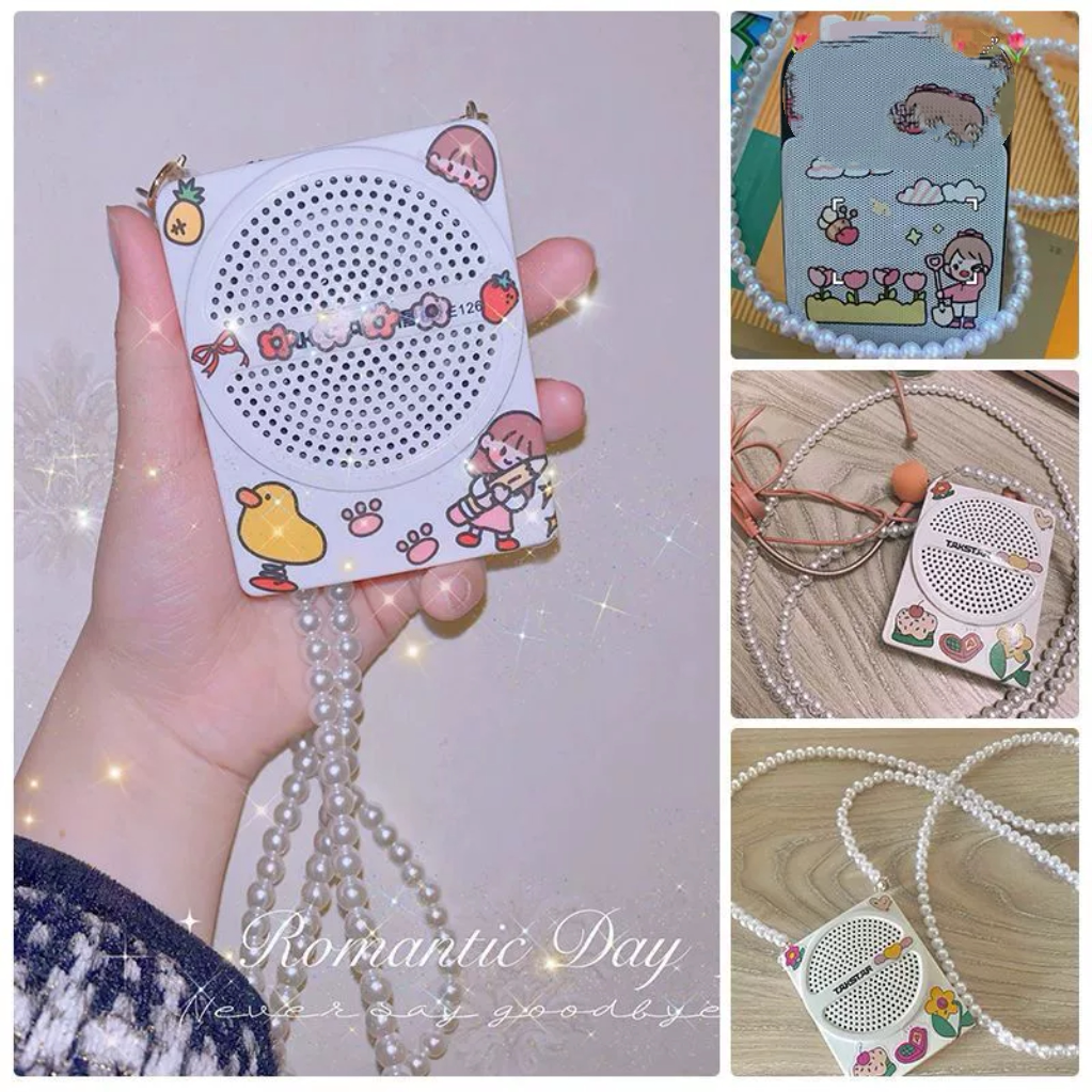小蜜蜂扩音器挂绳扩音器麦克风链条背链斜挎链条珍珠链条包链肩带