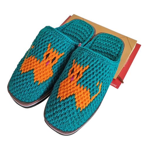 防滑耐磨毛线拖鞋手工成品