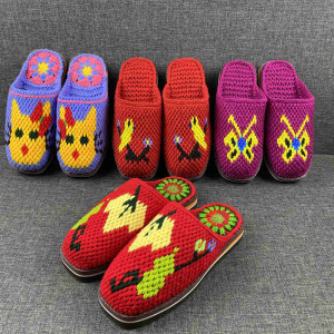 纯手工毛线拖鞋婚嫁拖鞋居家家居鞋毛线鞋勾毛线鞋情侣手工鞋包邮