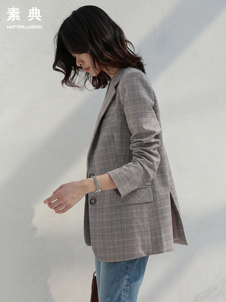 PLAID SMALL SUIT WOMENS 2024 SPRING AND AUTUMN CLOTHES NEW KOREAN VERSION SLIM RETRO CHECK CASUAL JACKET SHORT SUIT