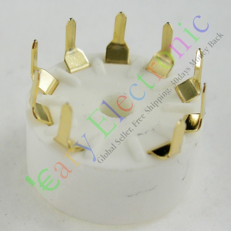 小9脚电子管座，镀金脚，适用于12AX7，12AT7，12AU7，ECC83，ECC82，E88CC，6922，6p1，6p14，6n1，6N2，6N3，6n11等。PCB板安装用