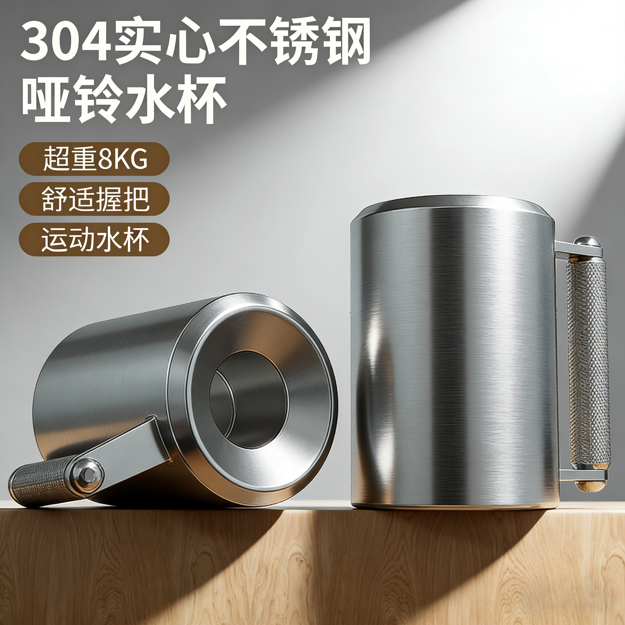 8kg健身杯不锈钢哑铃水杯超重男士健身举重猛男专用送男朋友礼物