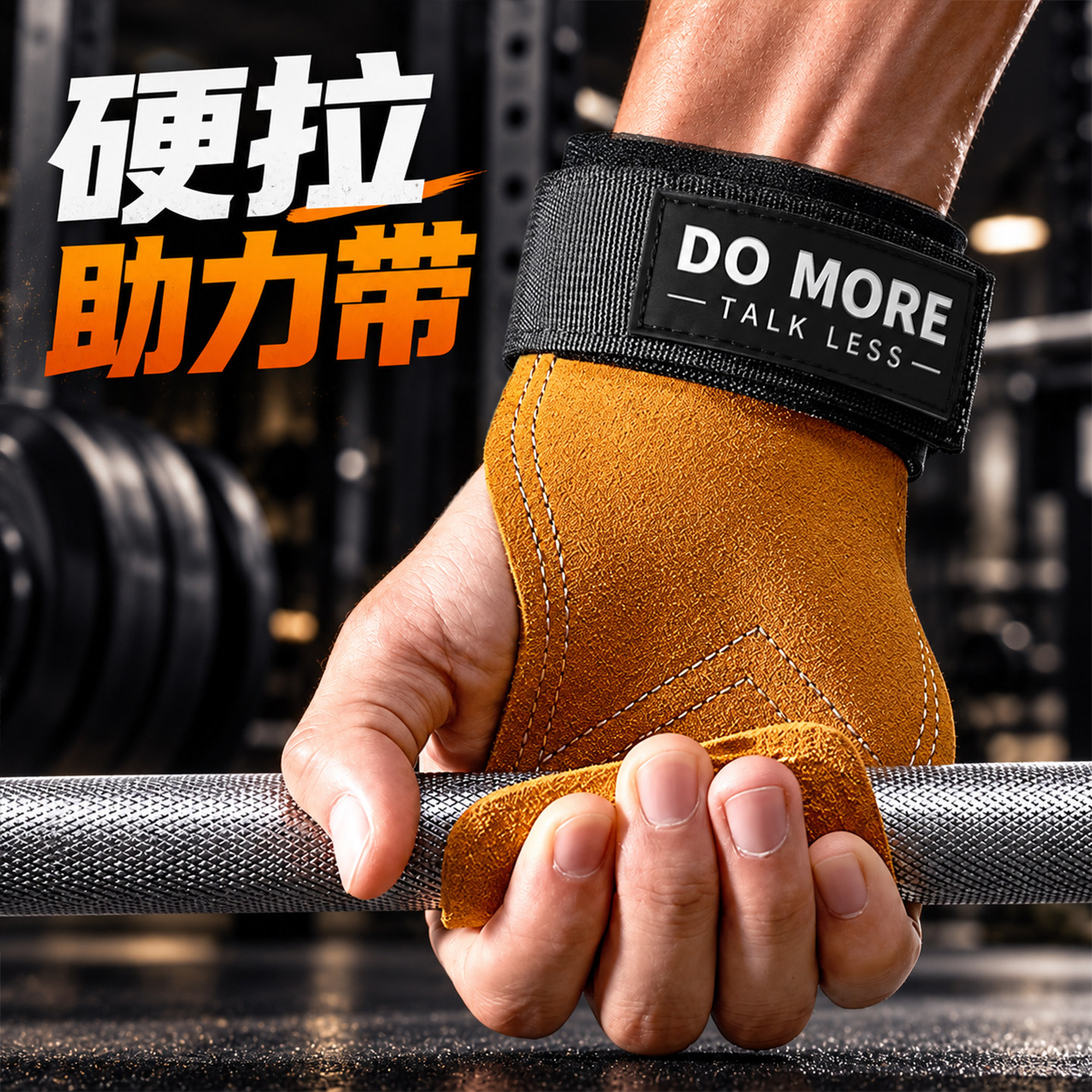 助力带健身男硬拉手套引体向上护腕单杠防滑防磨手练背护掌握力带