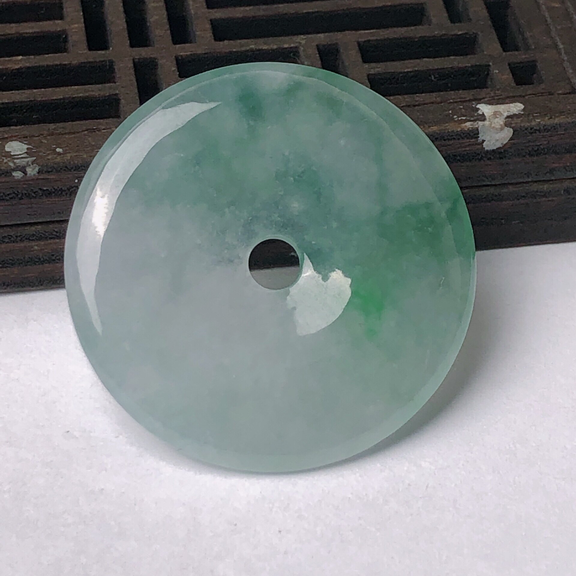 缅甸天然A货正品翡翠玉石玉坠带证书-冰种飘花精美平安扣吊坠