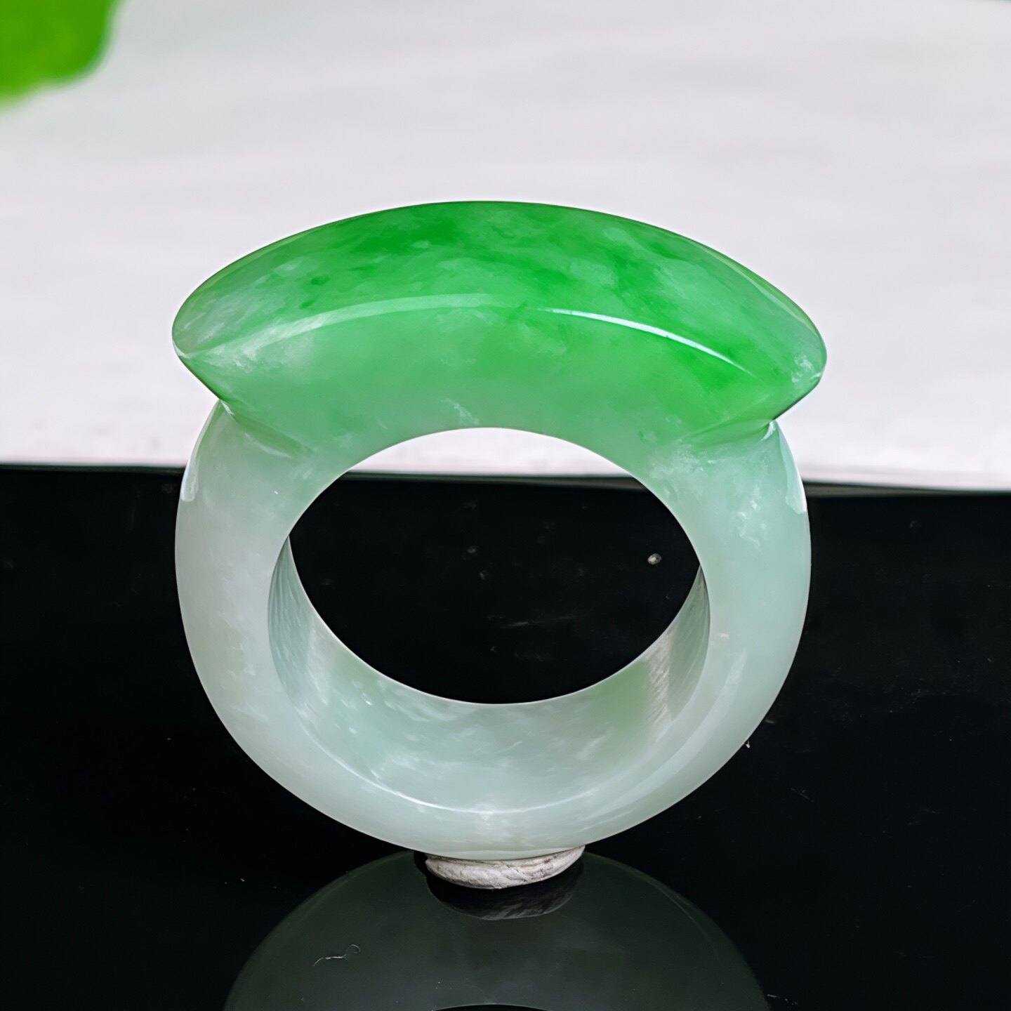 天然翡翠A货冰种飘绿戒指玉石指环