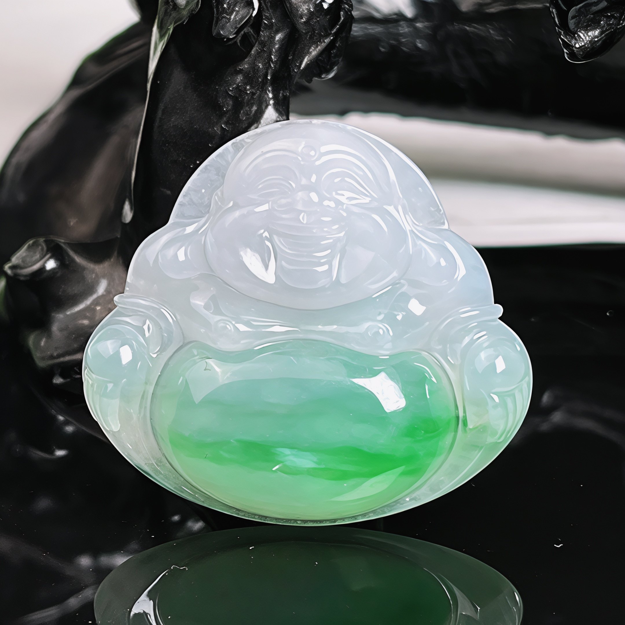 天然翡翠A货冰种飘阳绿佛公吊坠玉石挂件现货