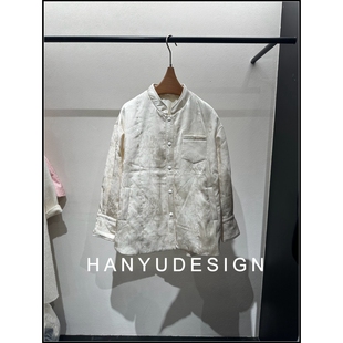 【韩钰DESIGN】 国风单排扣绸缎感提花90鹅绒服羽绒服女