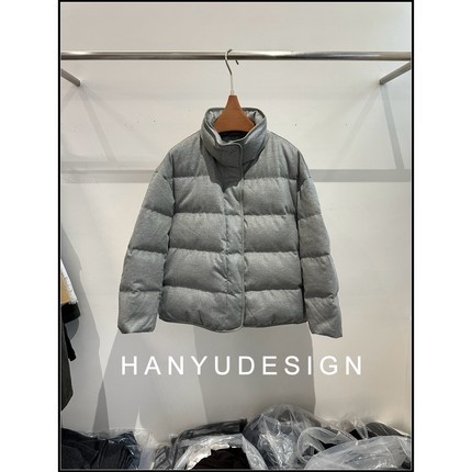 【韩钰DESIGN】韩版蓬松立领面包服短款90白鹅绒羽绒服女