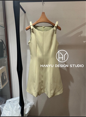 【韩钰DESIGN】26夏季新款 千金风黄色优雅无袖连衣裙女