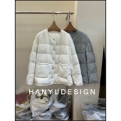 韩钰DESIGN 精致小香风羊绒羊毛呢子90白鹅绒服羽绒服外套女