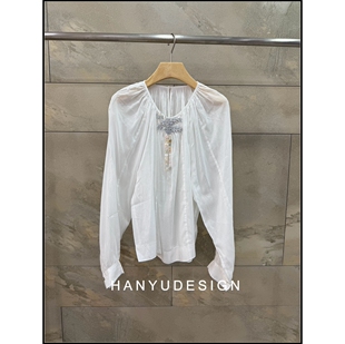 韩钰DESIGN 衬衫 26早春新款 温柔风白色灯笼袖 女 法式