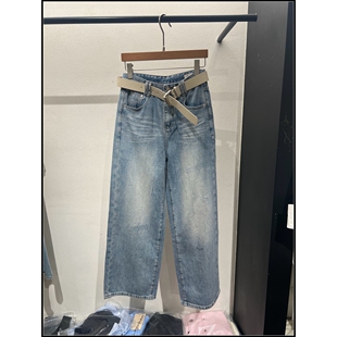 百搭复古高腰直筒牛仔裤 26早春新款 女 韩钰DESIGN