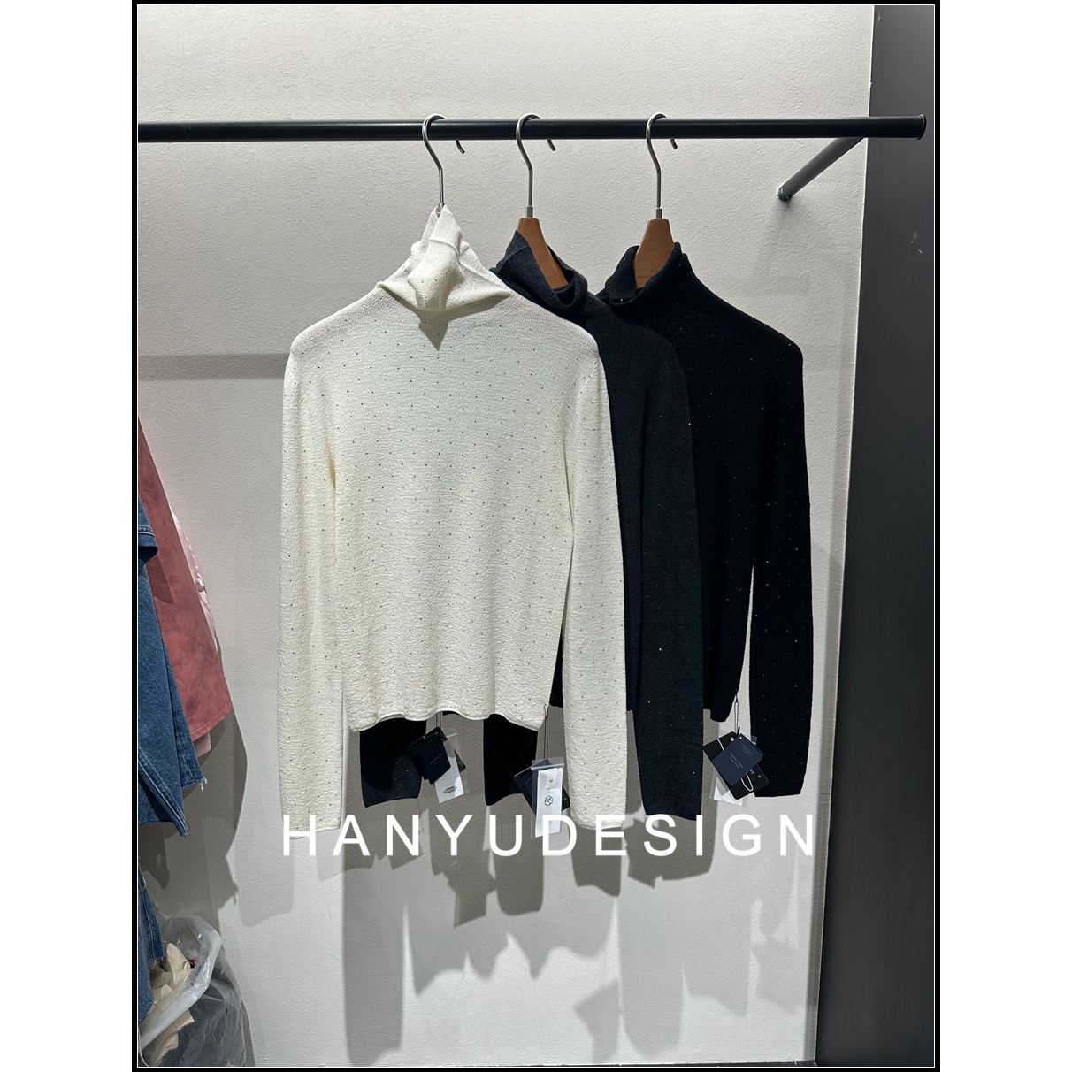 极简风高领打底衫针织衫上衣