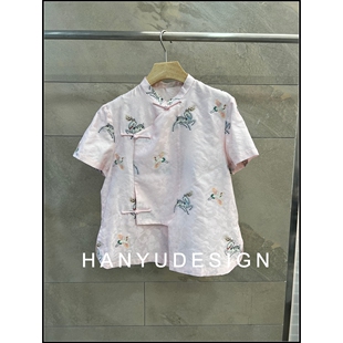 风刺绣衬衫 100%桑蚕丝新中式 26早春新款 女 韩钰DESIGN