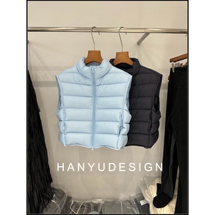 简约纯色横排立领90白鹅绒羽绒服马甲背心女 韩钰DESIGN
