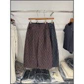 女 百搭休闲裤 韩钰DESIGN 复古格子羊毛呢阔腿裤