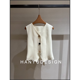 轻熟风金属扣V领无袖 26早春新款 马甲女 韩钰DESIGN