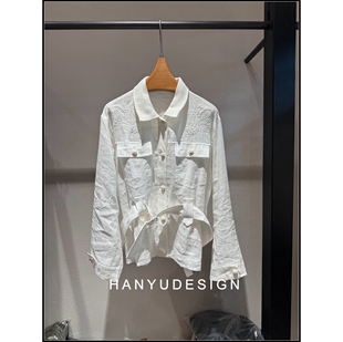 收腰白色衬衫 100%苎麻韩版 26早春新款 女 韩钰DESIGN