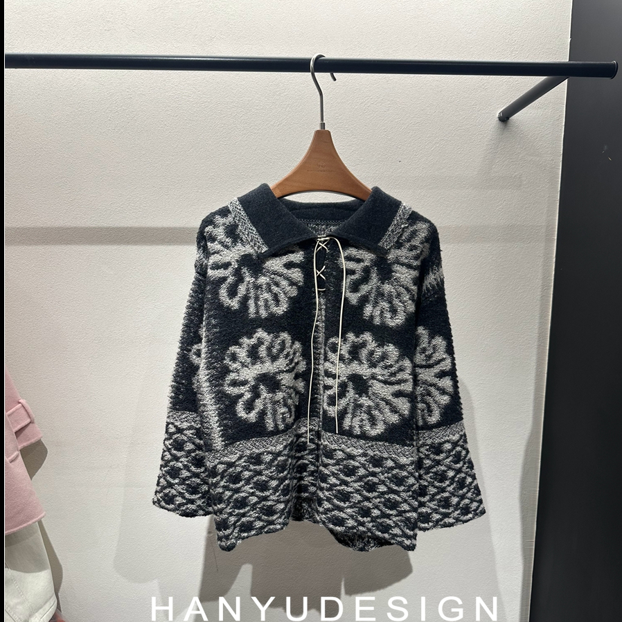 复古提花羊绒羊毛针织衫毛衣女