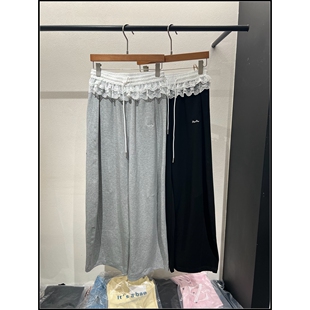 休闲风蕾丝拼接抽绳休闲裤 韩式 26早春新款 女 韩钰DESIGN