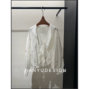 田园风刺绣花朵衬衫 桑蚕丝法式 26早春新款 女 韩钰DESIGN