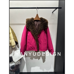 气质小众毛领90白鹅绒服羽绒服外套女 韩钰DESIGN