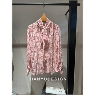 波点飘带领衬衫 人丝红色法式 26早春新款 女 韩钰DESIGN