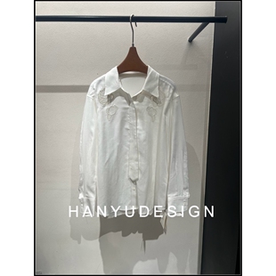 韩钰DESIGN 衬衫 26早春新款 甜美风白色蕾丝花边领长袖 女 法式