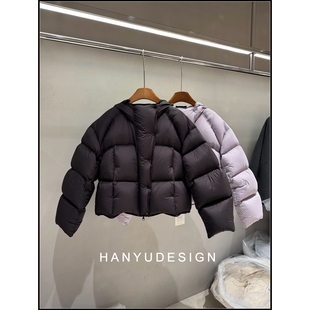 连帽泡芙90白鹅绒羽绒服女 设计感短款 韩钰DESIGN