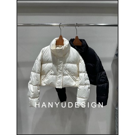 【韩钰DESIGN】 洋气小个子立领拉链短款90鸭绒羽绒服外套女