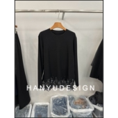 上衣女 T恤打底衫 韩钰DESIGN 精致蕾丝拼接纯色长袖