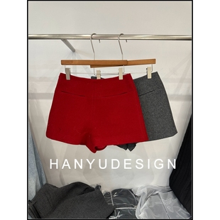 短裤 休闲裤 100%羊毛极简纯色辣妹裤 女 韩钰DESIGN
