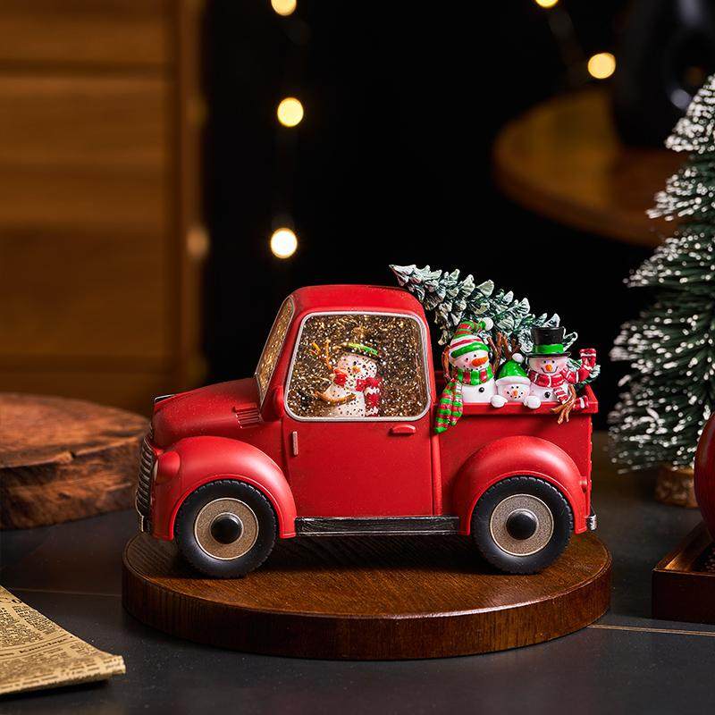 圣诞节装饰品圣诞老人小汽车音乐飘雪摆件圣诞节创意礼物场景布置