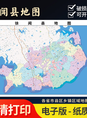 2025年徐闻县行政地图办公室街道实物超大装饰画定制地形