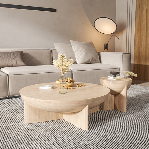 诧寂风艺术客厅民宿圆茶几