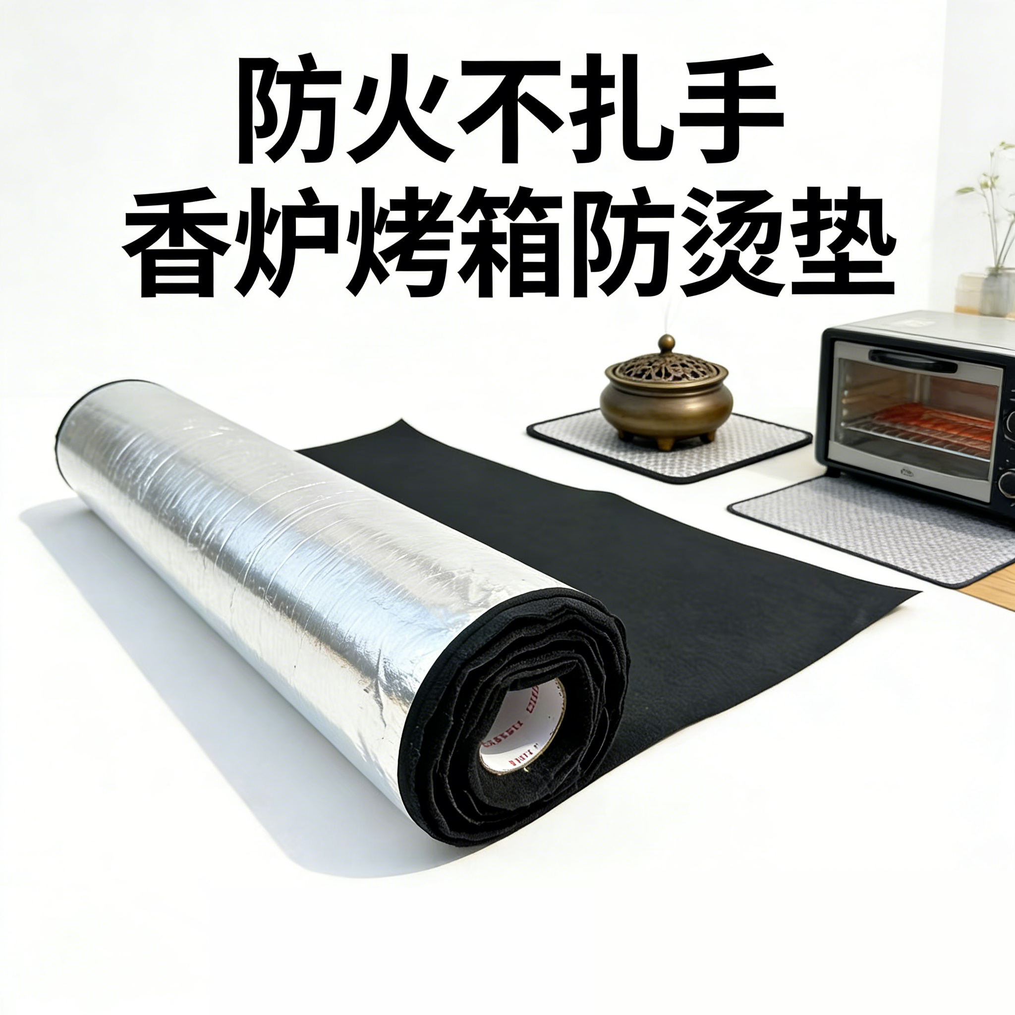 铝箔防火棉香炉垫阻燃耐高温隔热防烫棉烤箱烤炉烟囱防烫火隔热棉