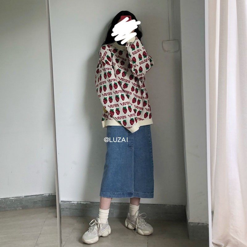 Luzai/ winter sweater cowboy skirt Paige Versatile Show thin Mid length version Skirt Split ends longuettein the Women's clothing/Boutique , Skirts  category - from Buy2taobao.com to provide professional Taobao agent buy service