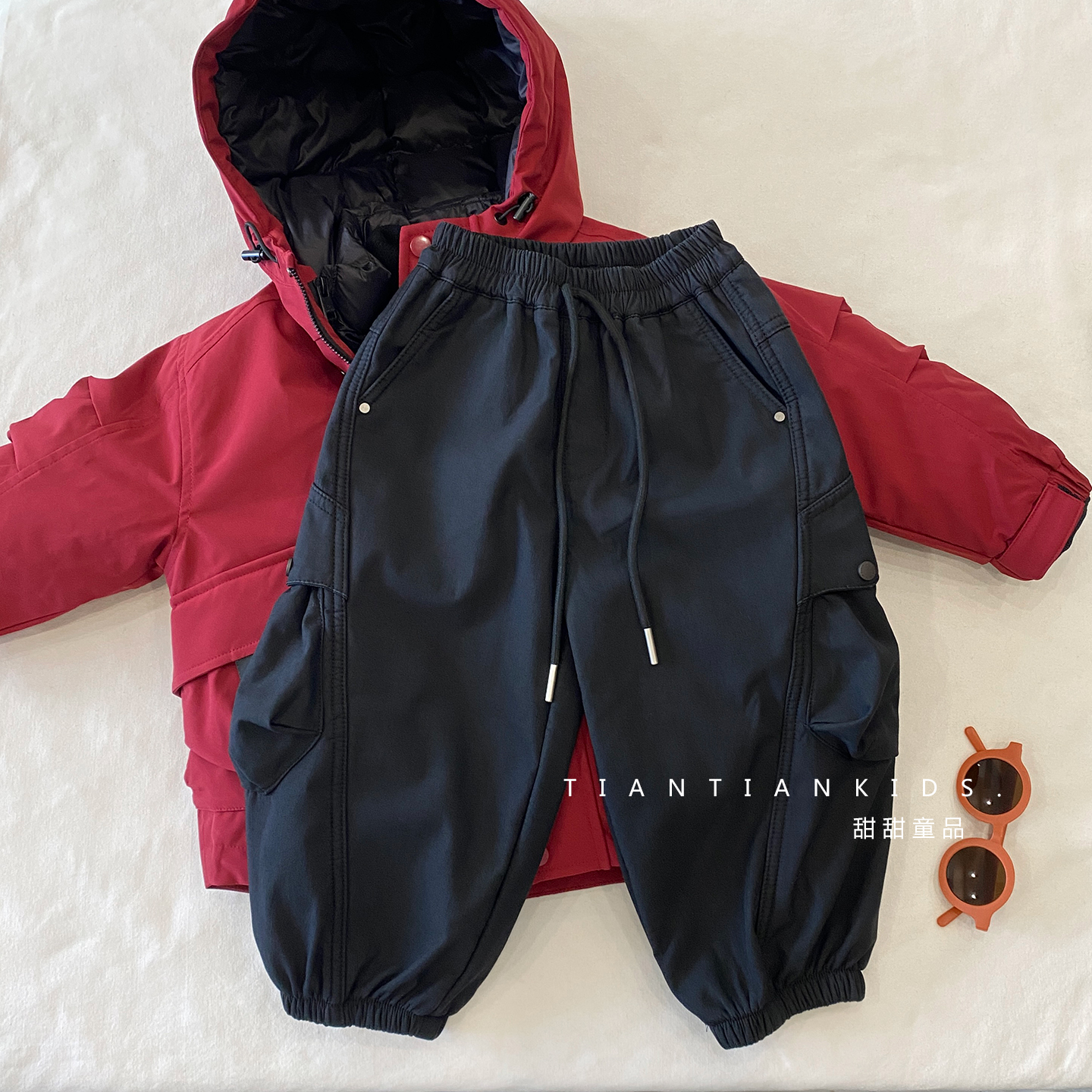 【小童90-130】加绒工装裤男童韩版休闲裤冬女宝百搭一体绒收口裤