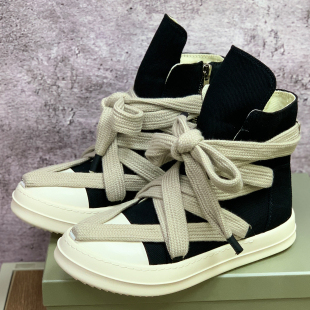 ro暗黑高帮鞋男木乃伊五芒星板鞋粗鞋带疯狂绑带厚底高街帆布鞋女