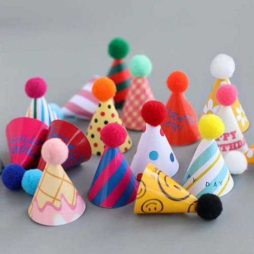 ins毛球笑脸生日帽蛋糕装饰插件