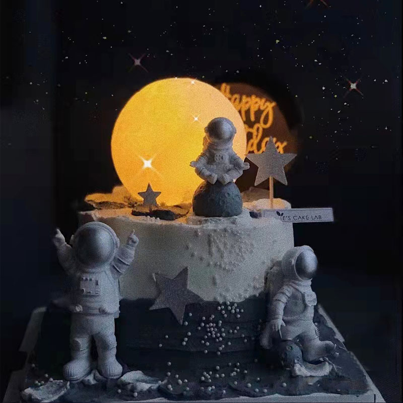 星球灯宇航员蛋糕装饰摆件