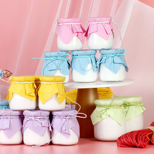 甜品台布丁瓶封口纸透明玻璃瓶纸绳星星翅膀绑带祝寿生日吸管插件